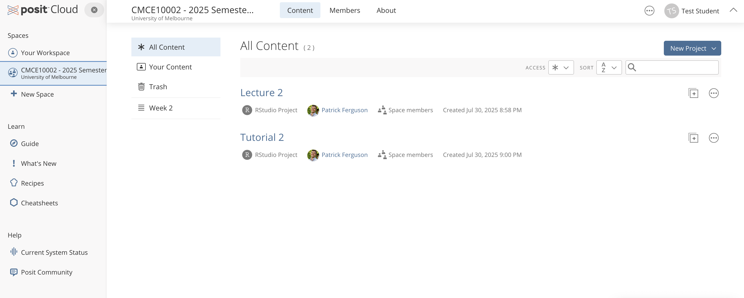 Main Page For Posit Cloud Workspaces